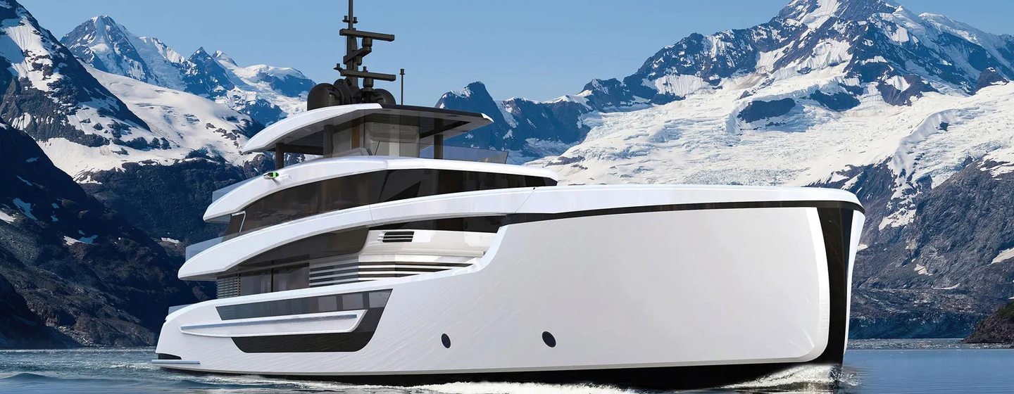 Rendering of Amer 42 Explorer Yacht Even Further under way 