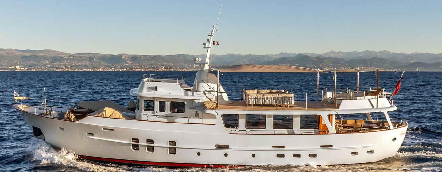 Motor yacht Sultana underway side profile