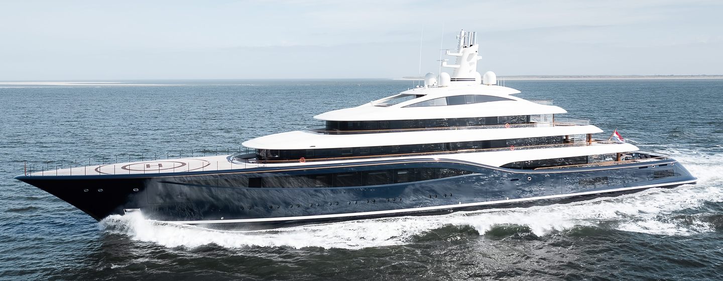 Feadship superyacht Destiny underway side profile 