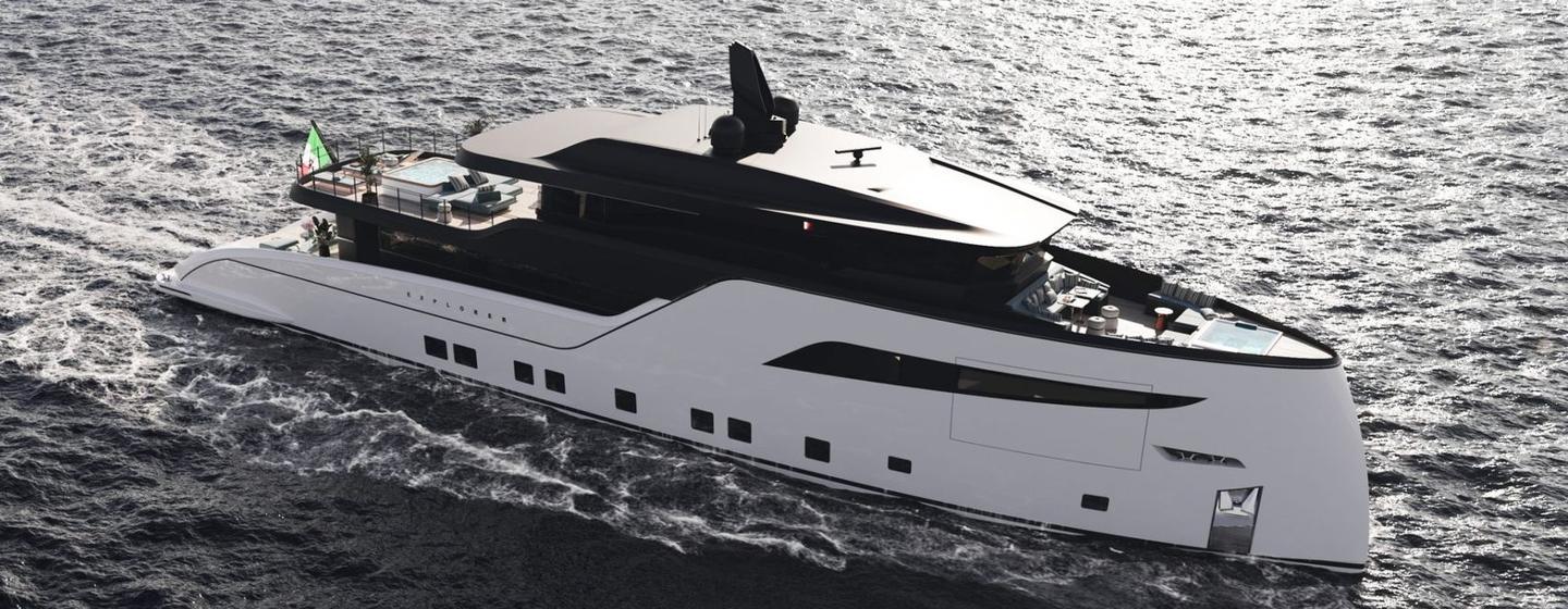 Rendering of Tecnomarine superyacht under way 