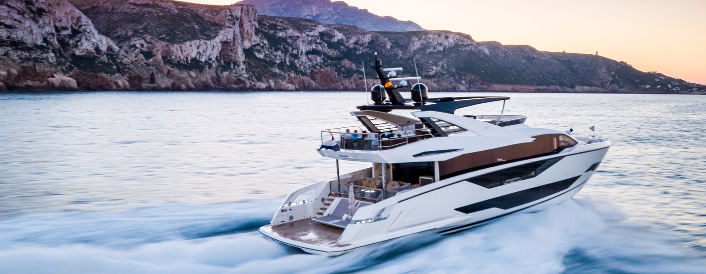 Sunseeker 90 Ocean moving at speed on water