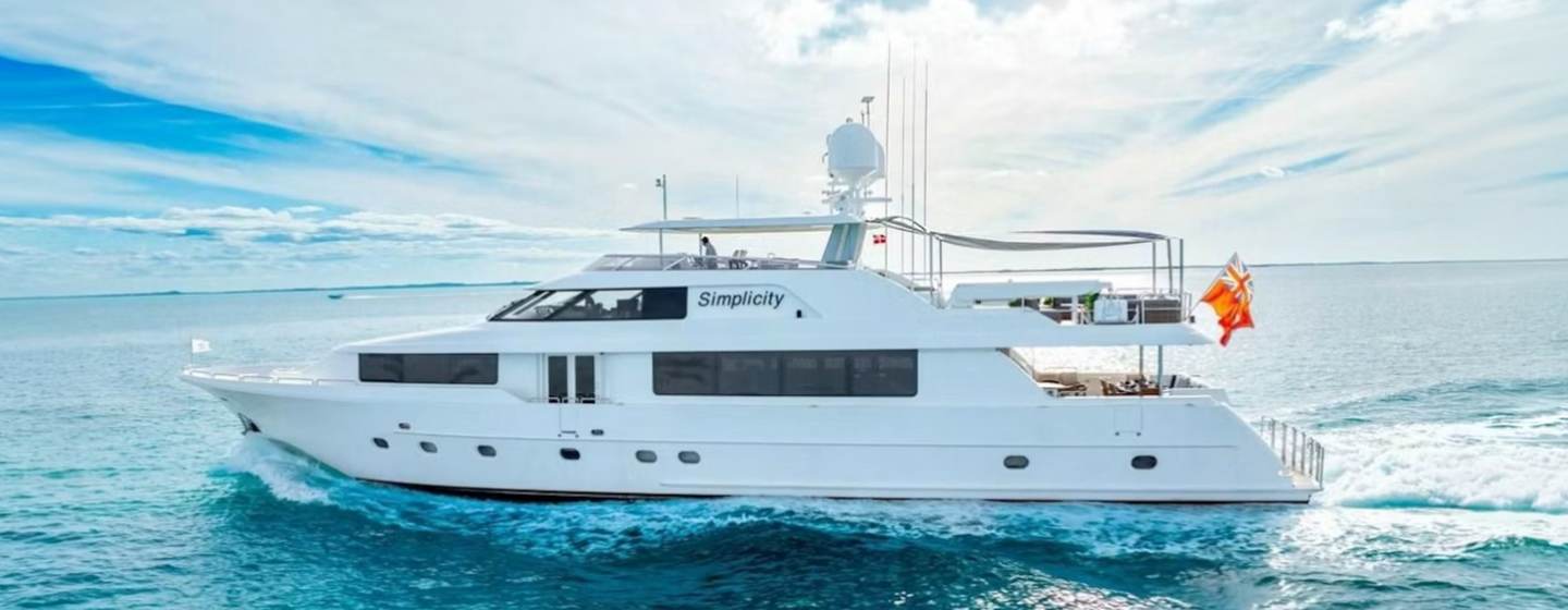 Westport motor yacht Simplicity underway side view 