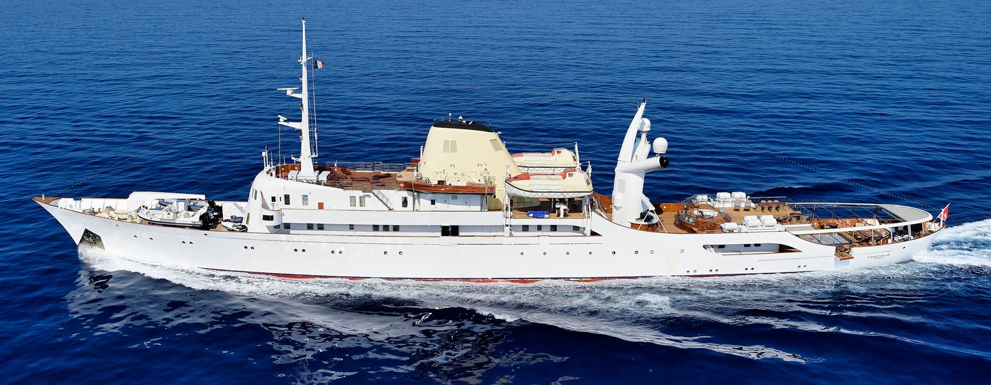 Superyacht Christina O under way 