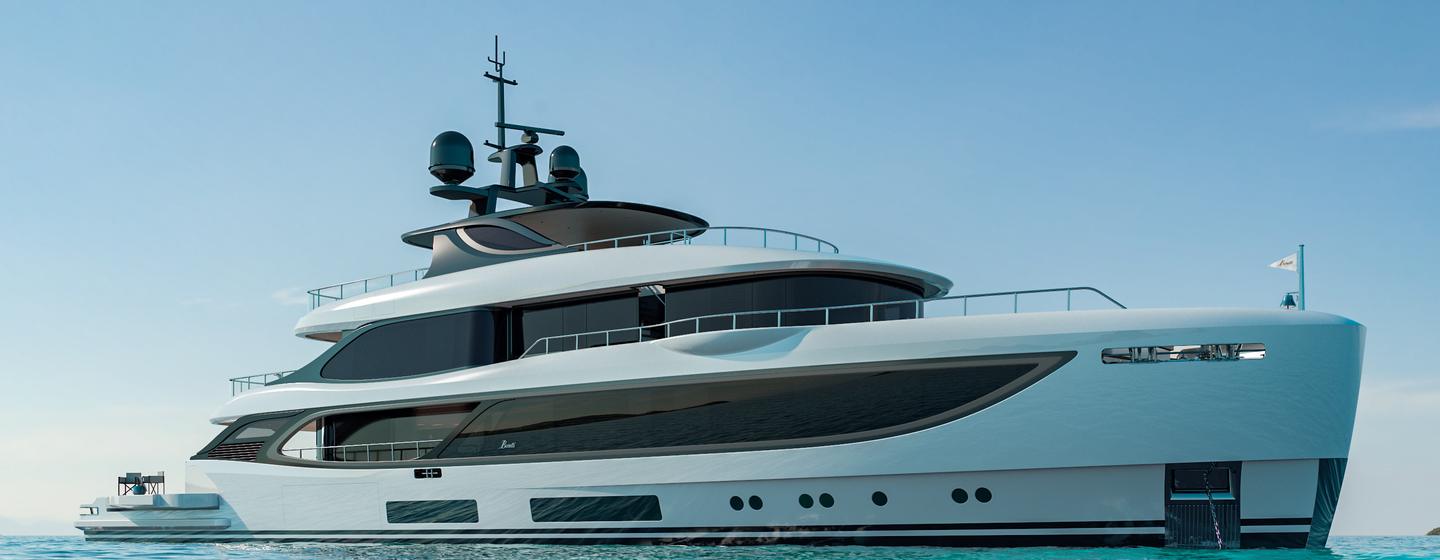 Benetti Oasis 42M at anchor on a clear day