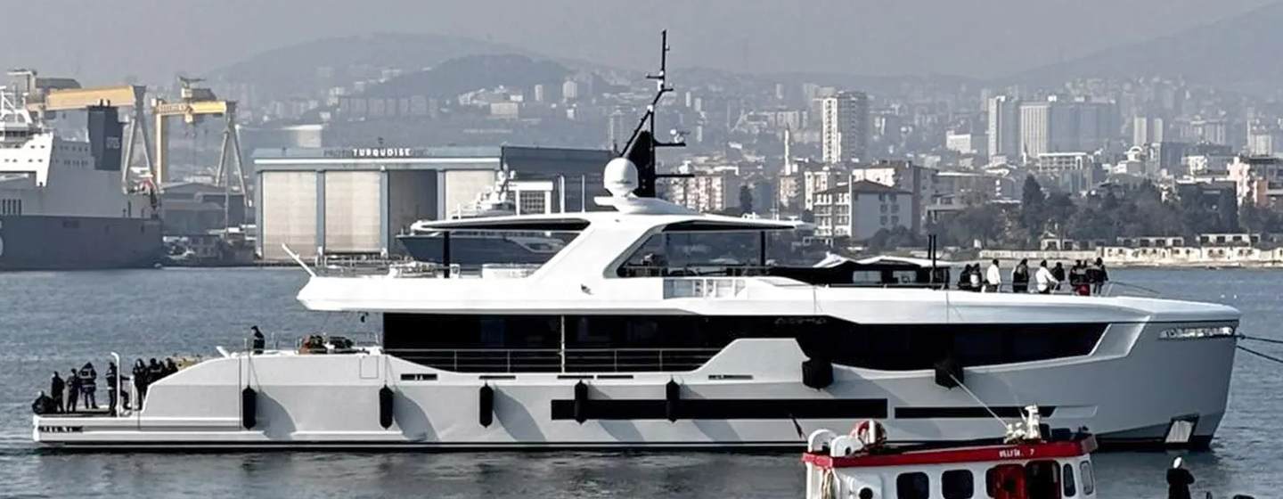 Anadolu Shipyard superyacht Aisha at anchor side view 