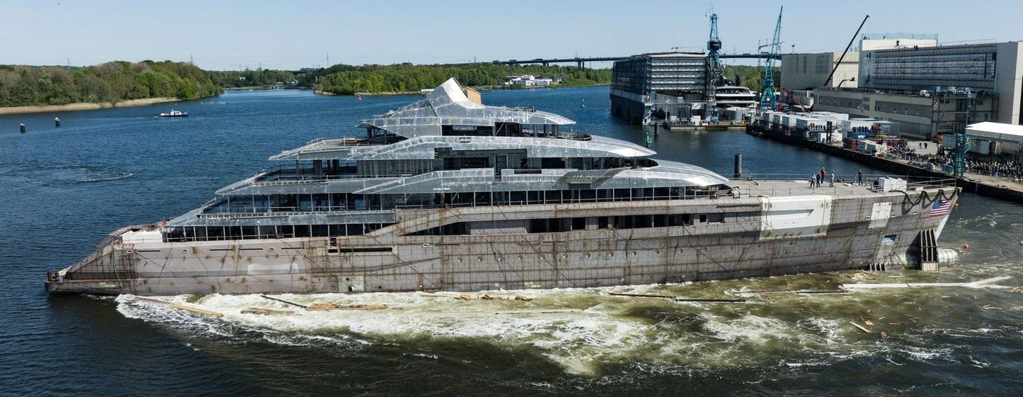Superyacht Project Ziggy on slipway at technical launch