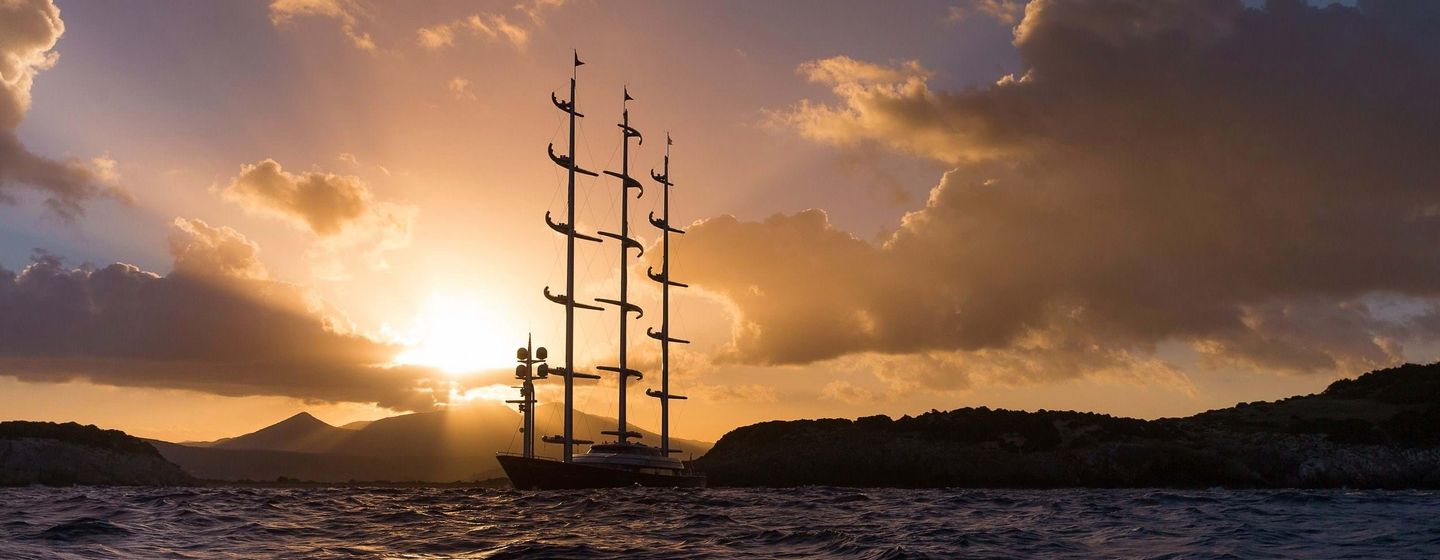 Maltese Falcon on water at sunset