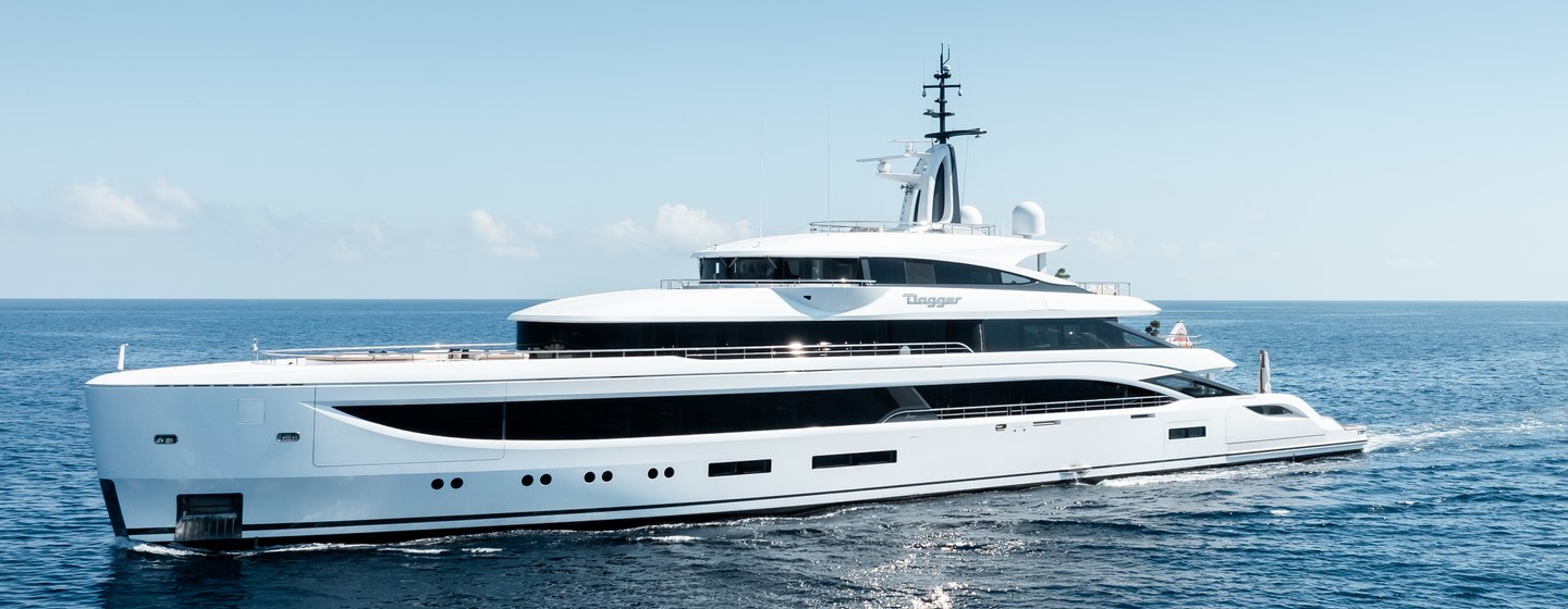 Benetti superyacht Dagger underway side view 