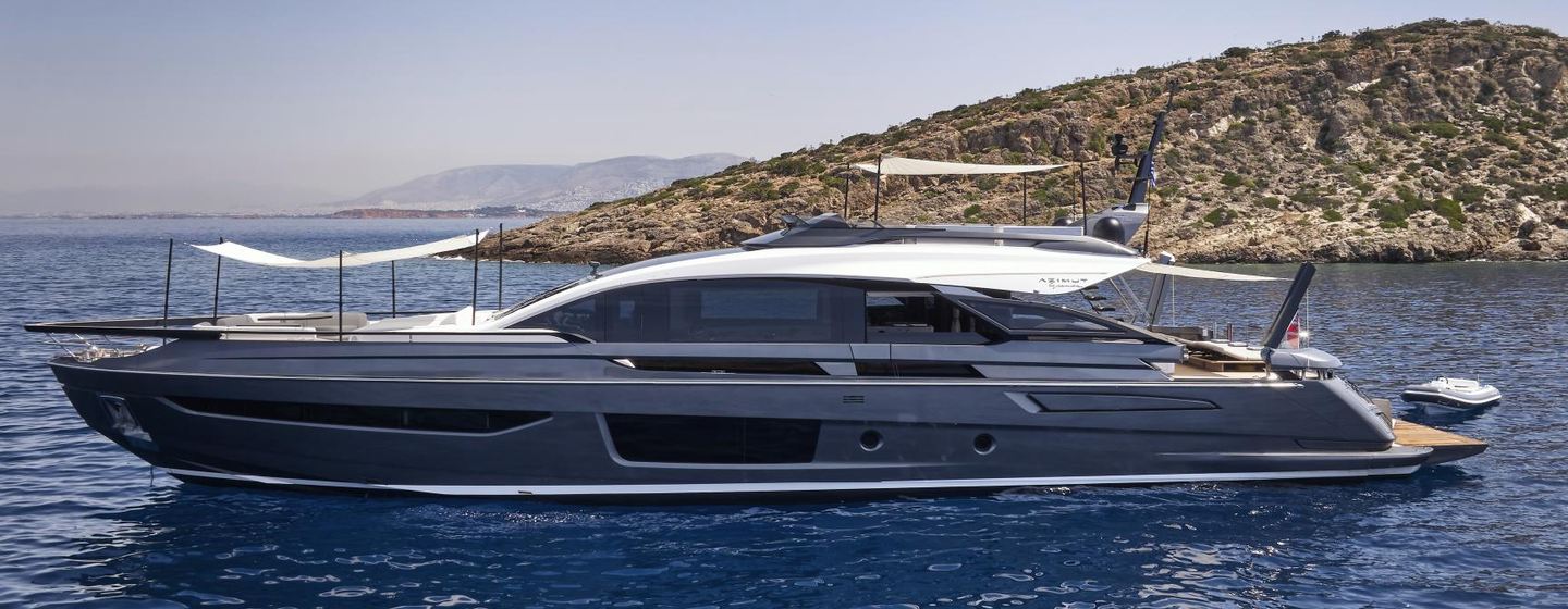 Azimut motor yacht D Five at anchor side view 