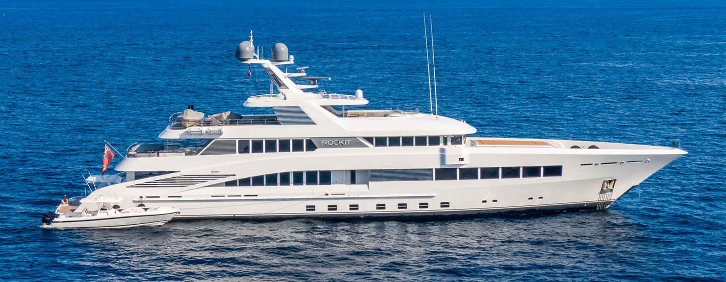 Feadship superyacht Rock.It at anchor side view 