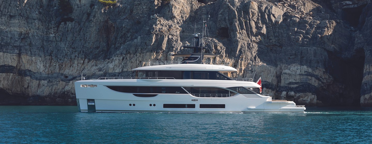 Benetti Oasis 34M at anchor side view 
