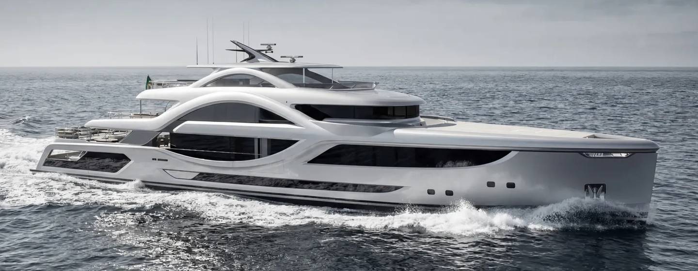 Rendering of Project Milky Ways superyacht under way 