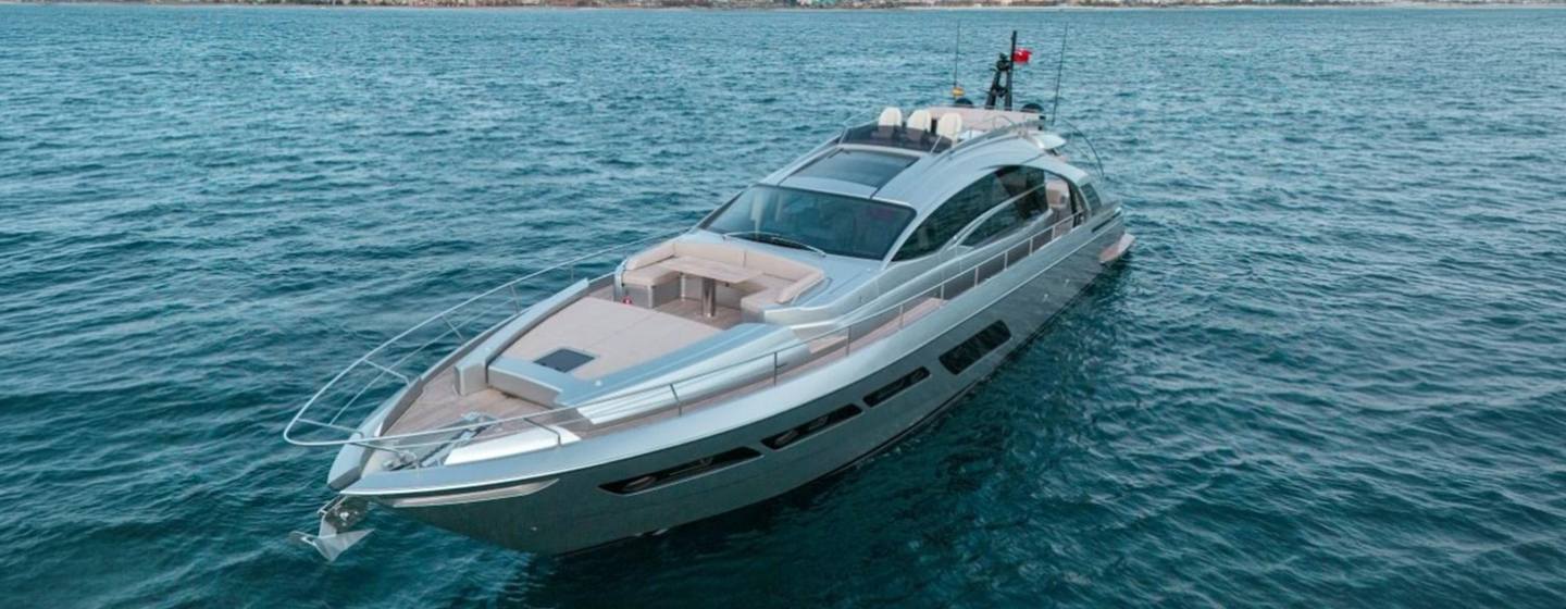 motor yacht Survivor at anchor front profile