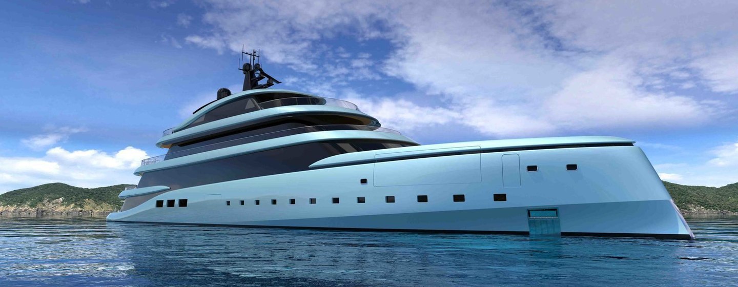 Rendering of Admiral Yachts superyacht KENSHŌ on water