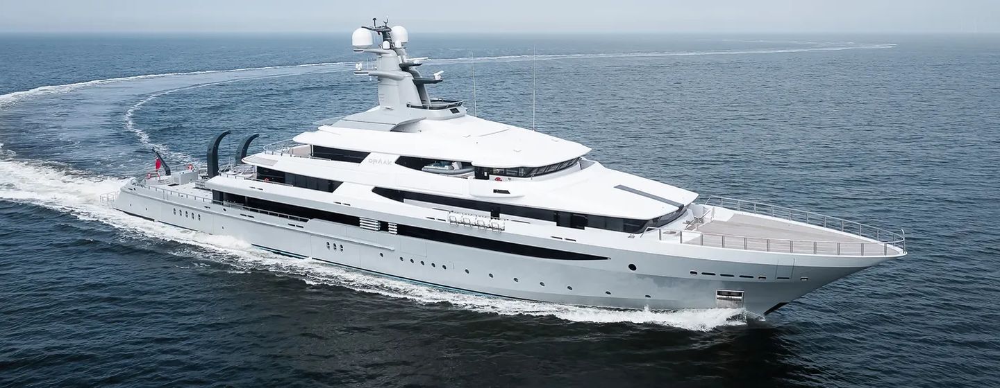 Oceanco Superyacht Draak under way on sea trials 