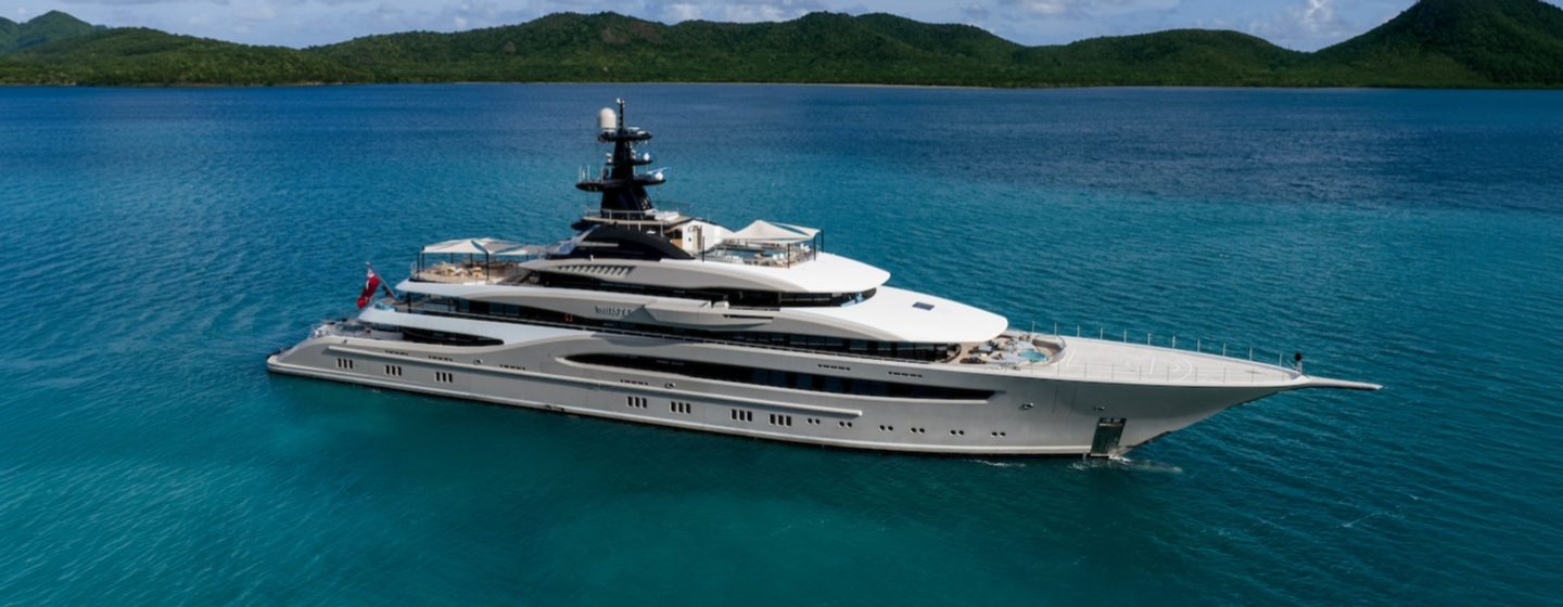 Lürssen superyacht Whisper at anchor side view 