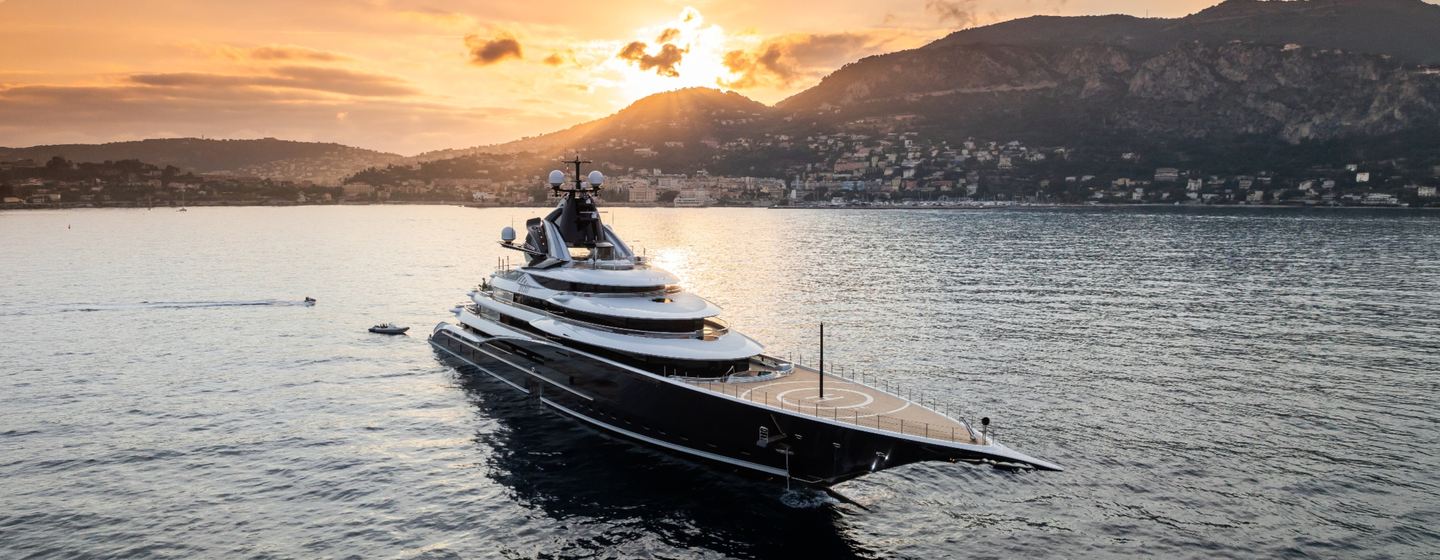 Lurssen superyacht Kismet at anchor foredeck view 