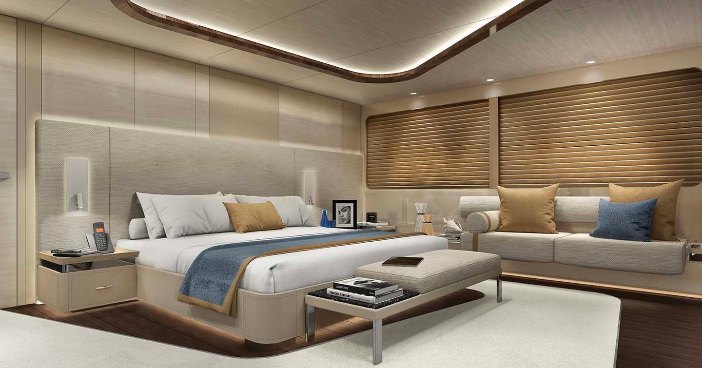 Rendering of Amer 42 Explorer Yacht Even Further master cabin 