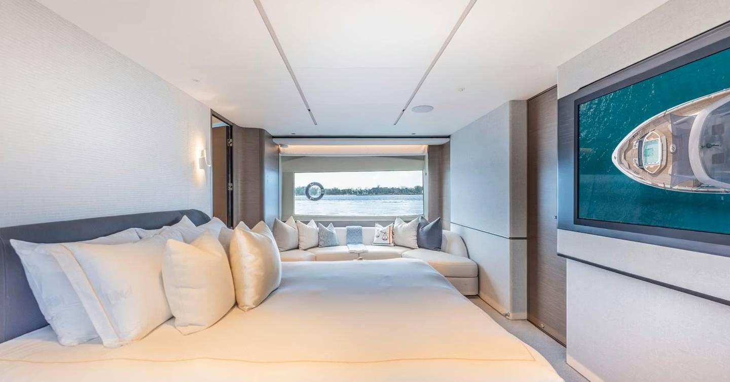 Motor yacht Gemini master cabin with large window 