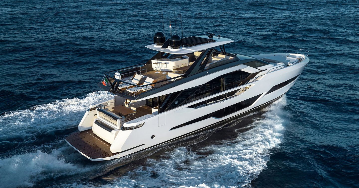 Ferretti 800 motor yacht under way 