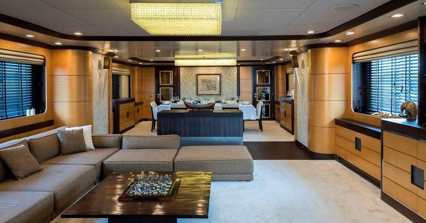 Superyacht Serenity II main saloon lounge area