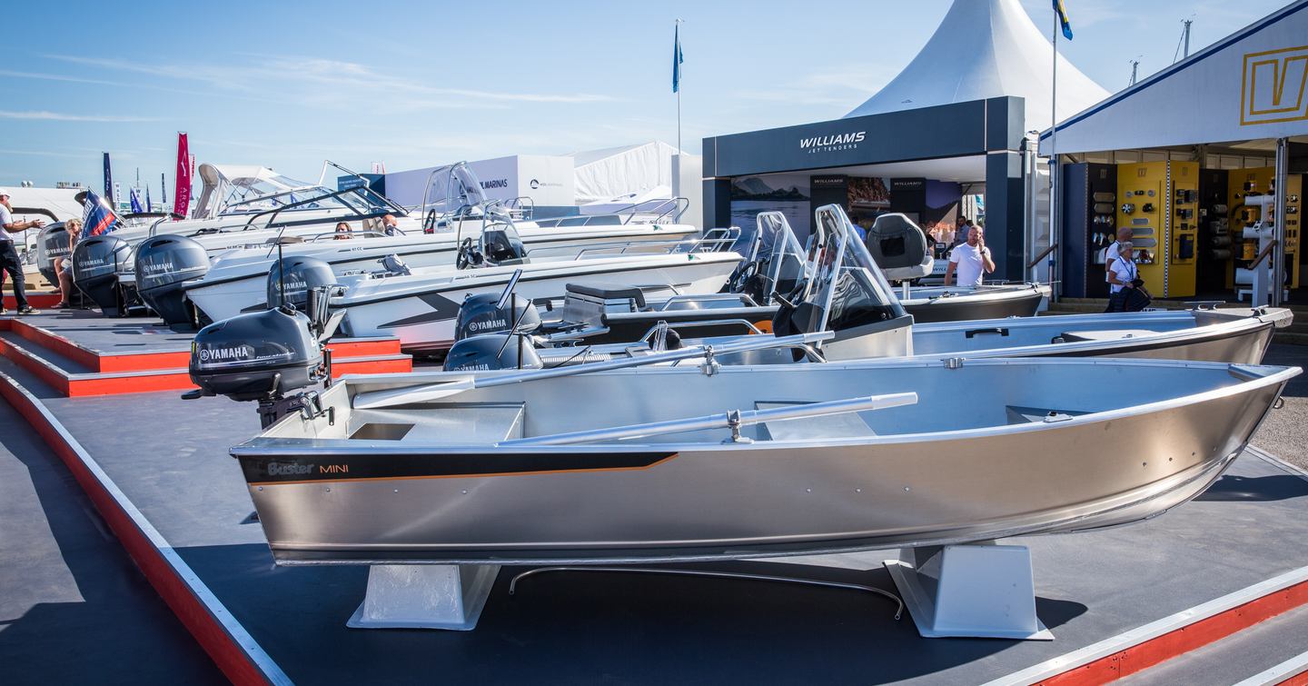 Line up of tenders and exhibitors at Southampton International Boat Show