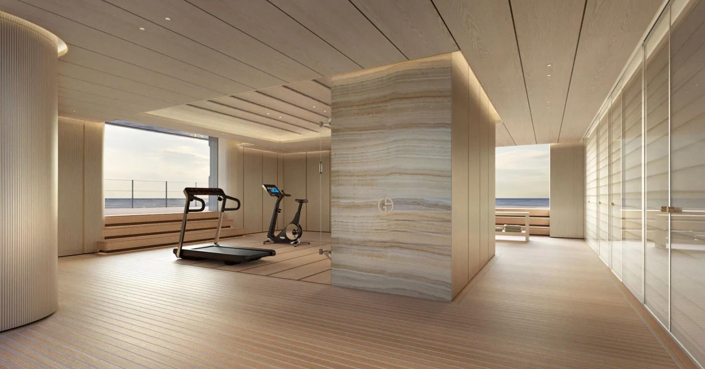 Rendering of superyacht Metamorphosis interior gym