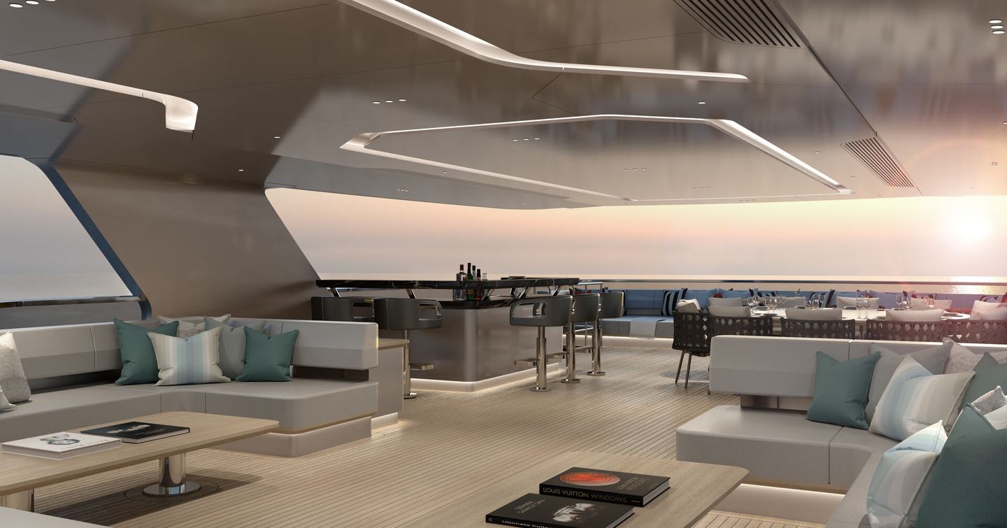 Anadolu Shipyard superyacht Aisha sundeck lounge area 