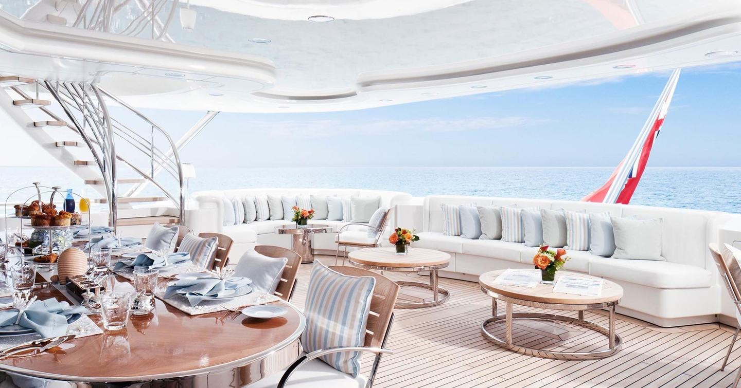 Lady E can accommodate up to sixteen guests, who shouldn't have problems fitting on its large decks