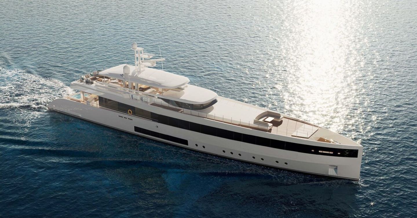 Rendering of superyacht Project Fun under way 