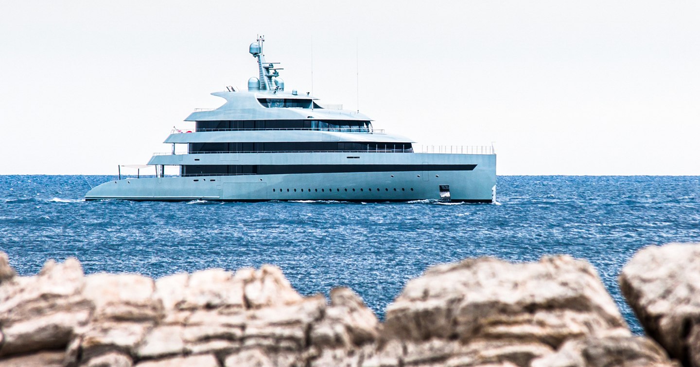 Superyacht Savannah underway in distance