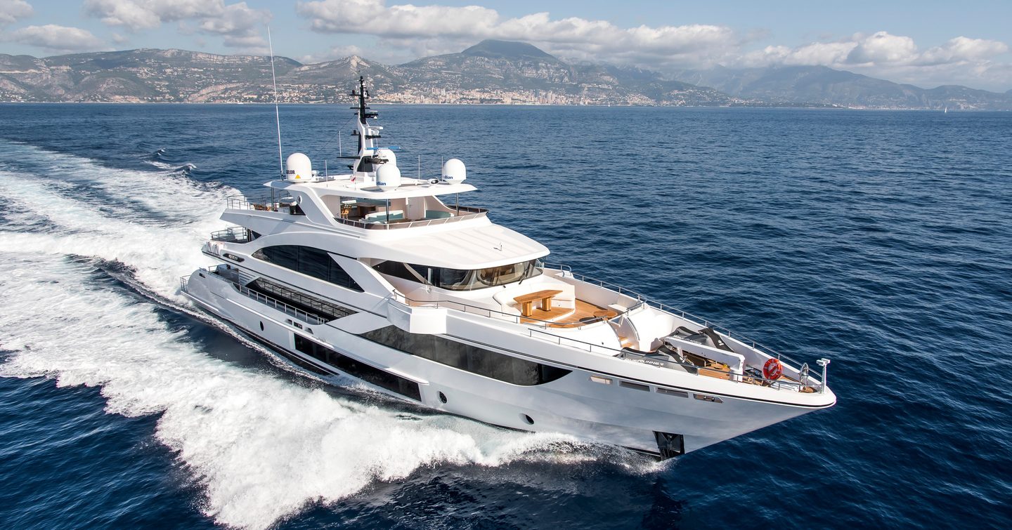 Gulf Craft Majesty 140 superyacht under way 