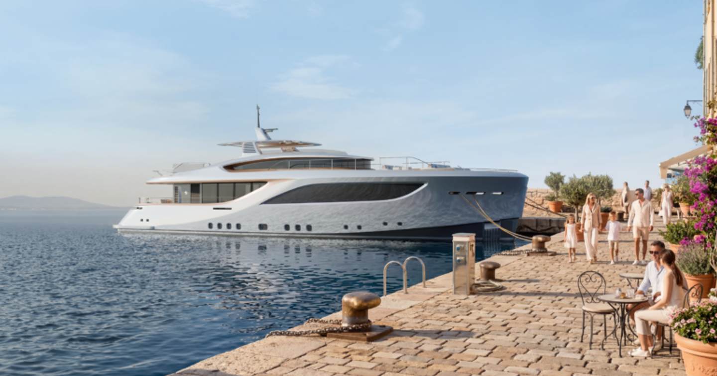 SES Yachts EPOQ Gentleman motor yacht moored side view 