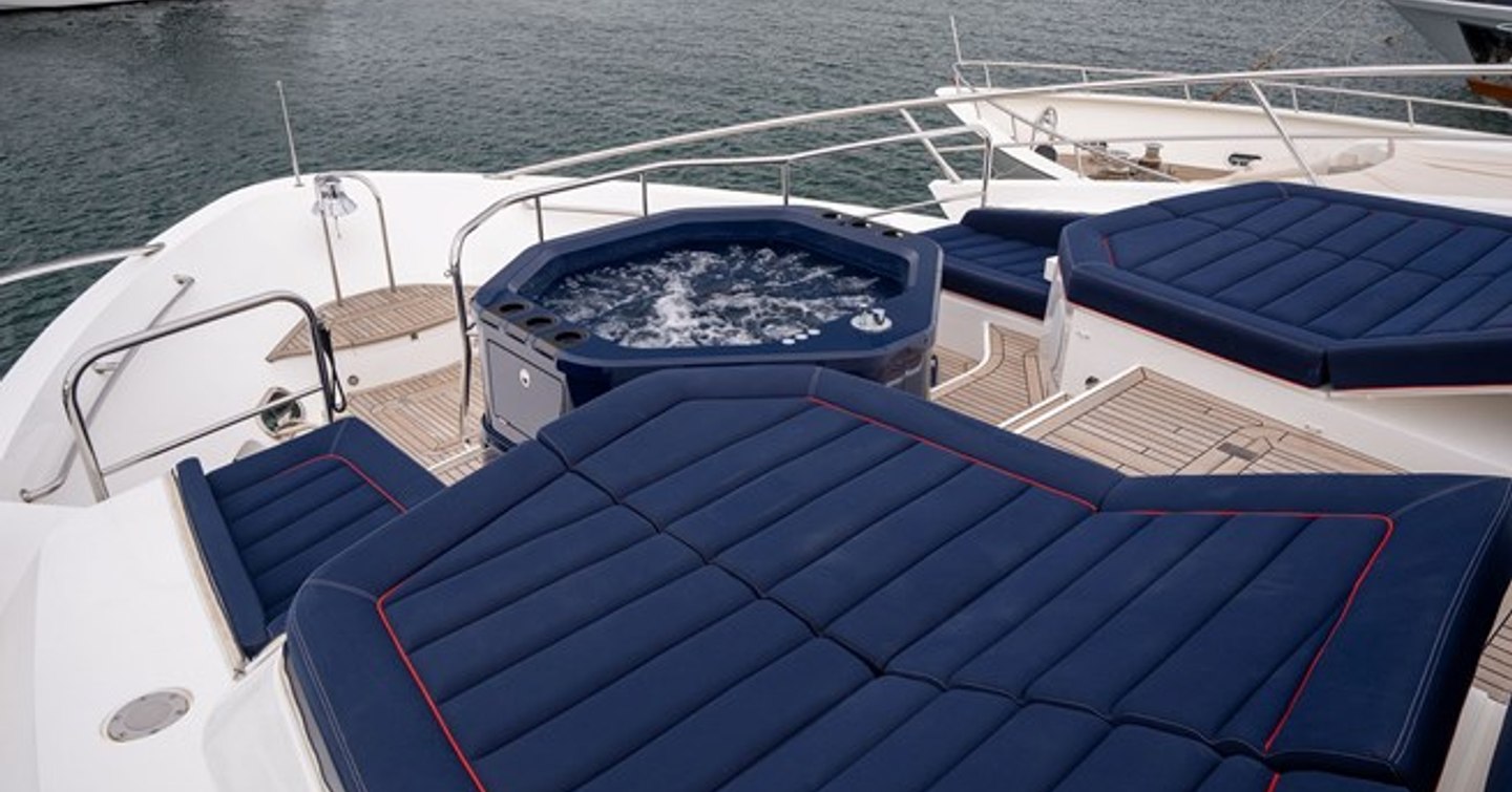 Superyacht Out Of The Blue foredeck with jacuzzi