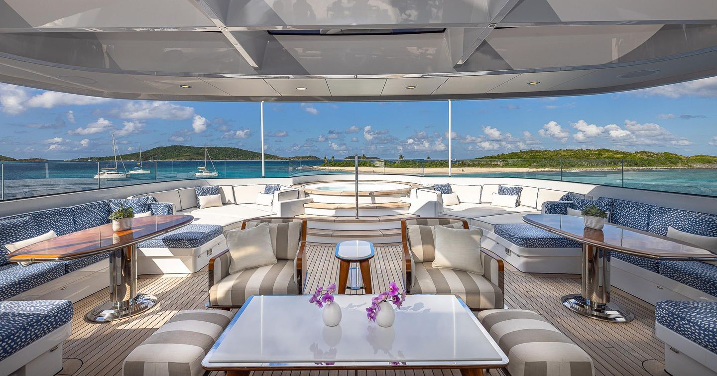 Feadship superyacht Rock.It sundeck with jacuzzi 