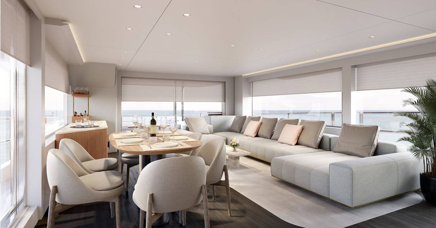 Kitchen/Dining area on board motor yacht 27XP