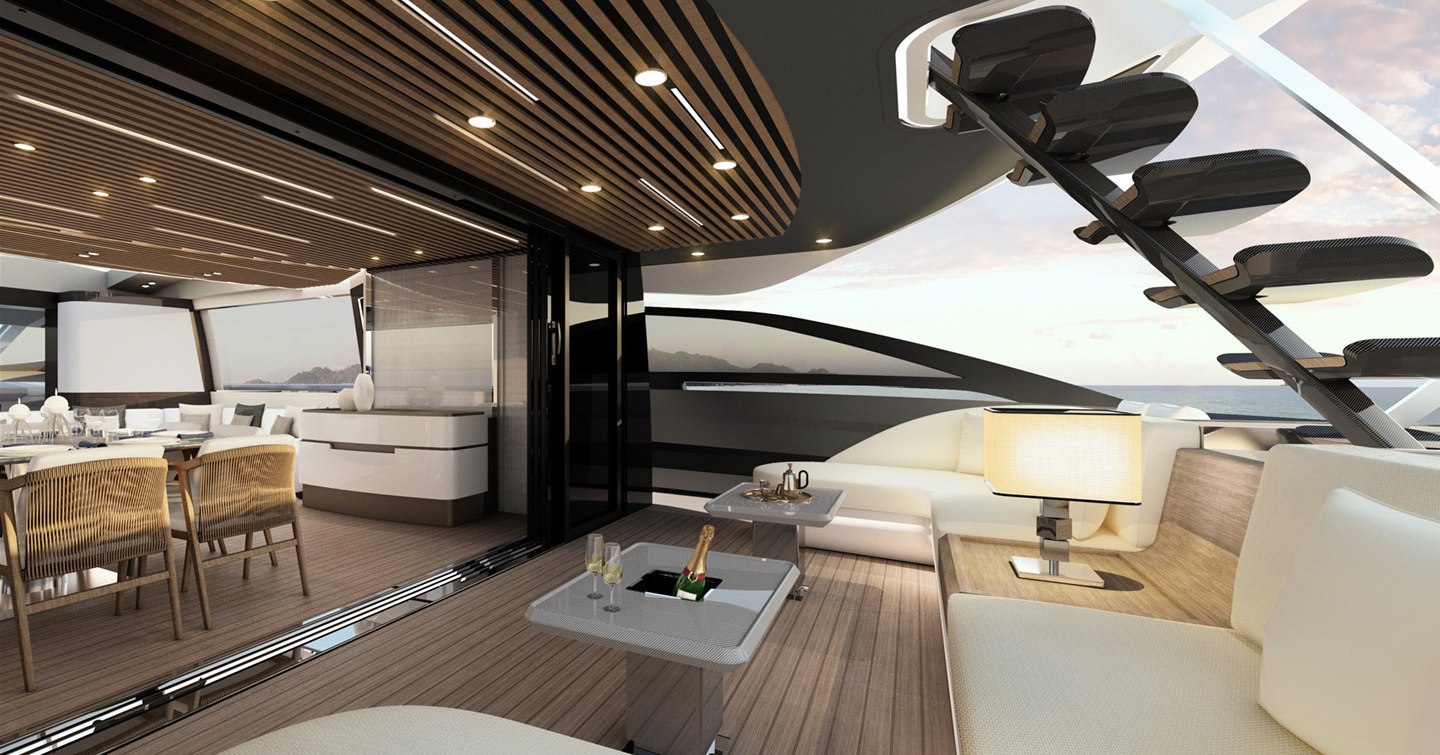 A graphic rendering of the Azimut Grande S10 superyacht