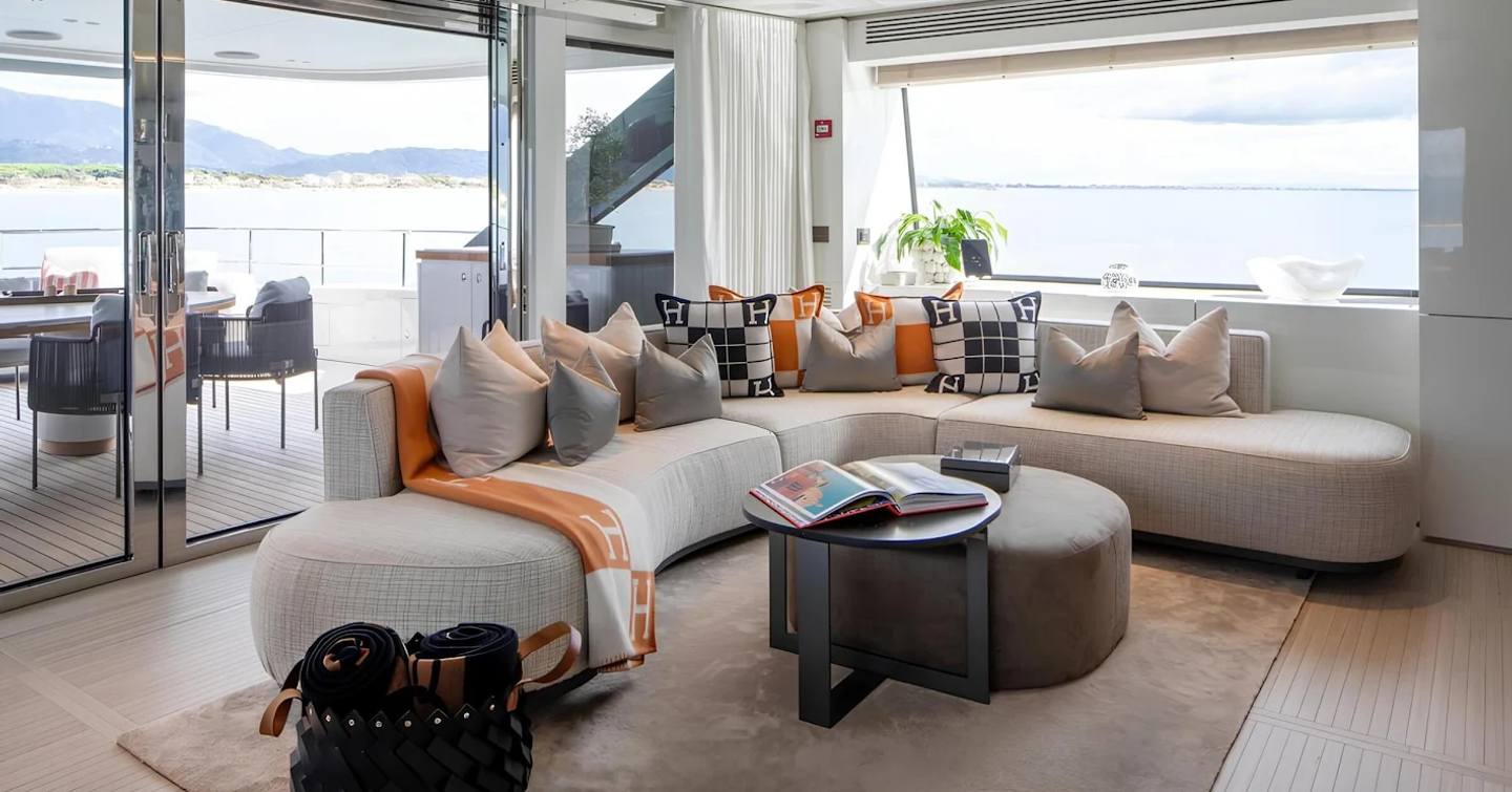 Spacious skylounge on A+ superyacht