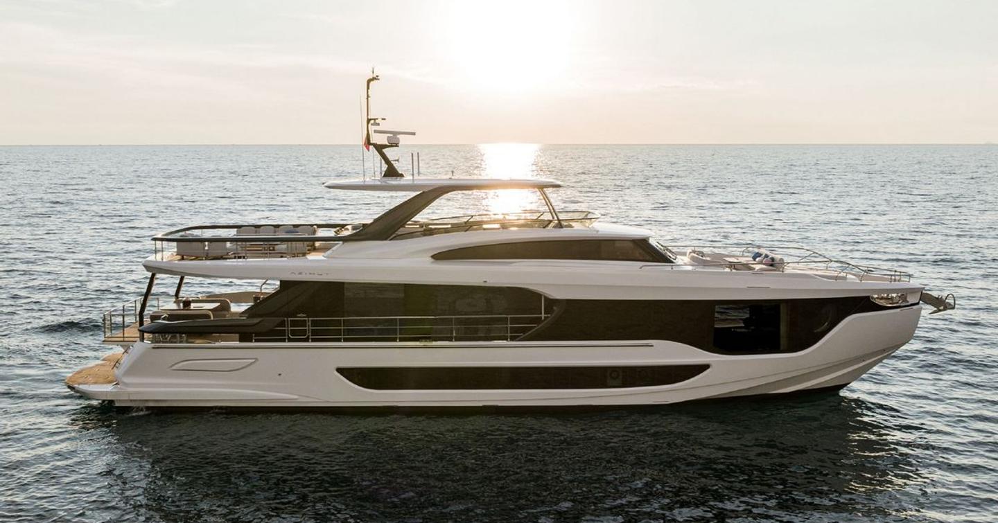 Admiral superyacht Spribe at anchor side view 