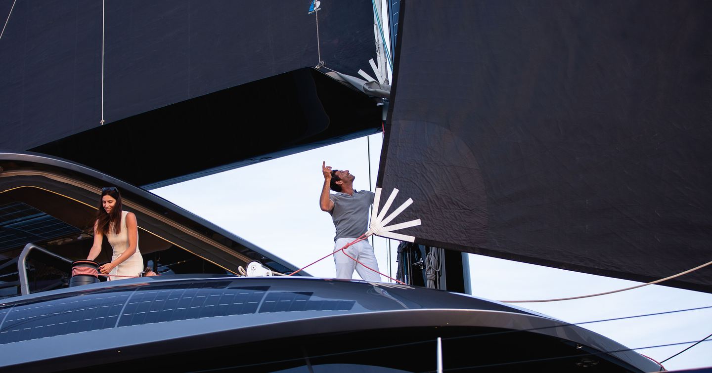People on Sunreef yacht with solar skin