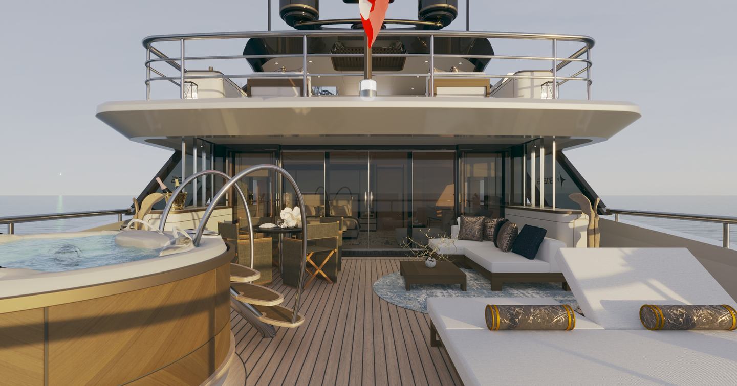 Rendering of Bering 165 Explorer Yacht owners deck 