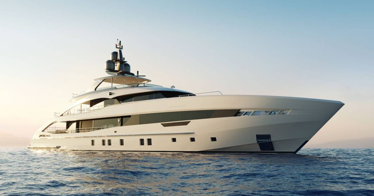 Heesen 50m Aluminium superyacht at anchor side view 