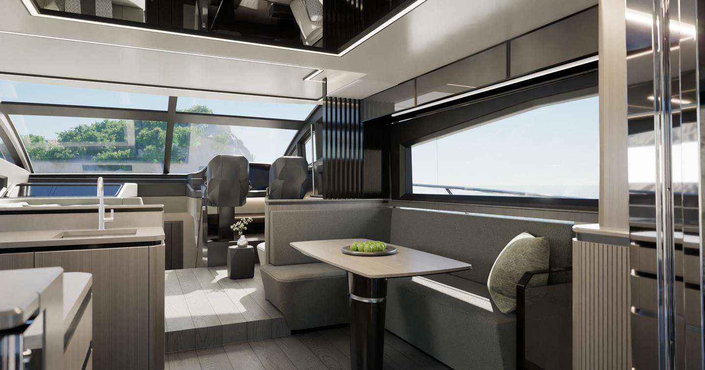 Rendering of Pearl 63 motor yacht helm station