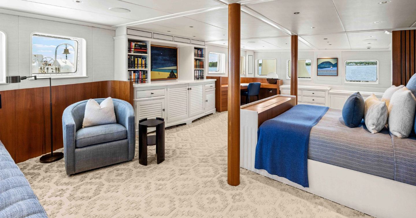 Amels expedition yacht master cabin with tv 