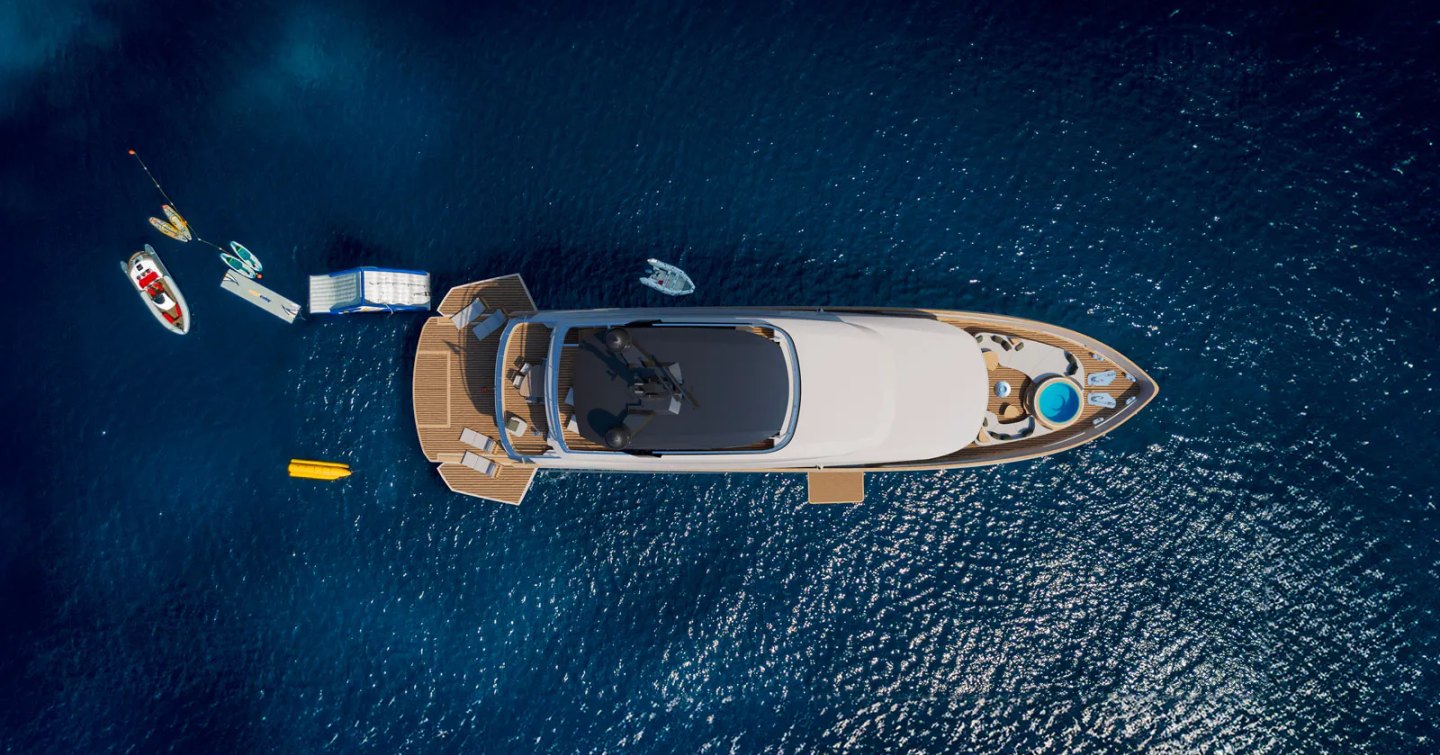 Rendering of Sirena 118 outdoor deck spaces