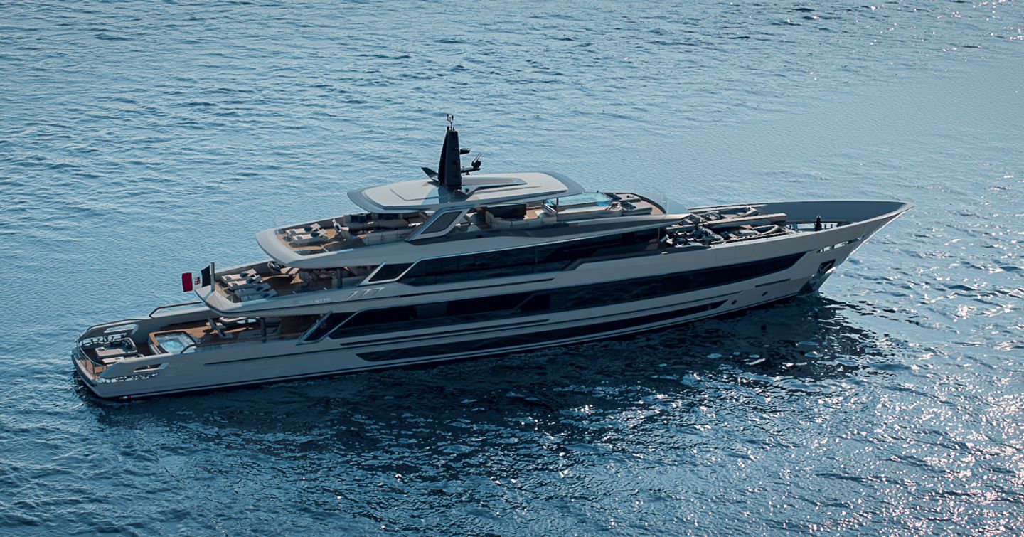 Rendering of Baglietto T54 superyacht under way 