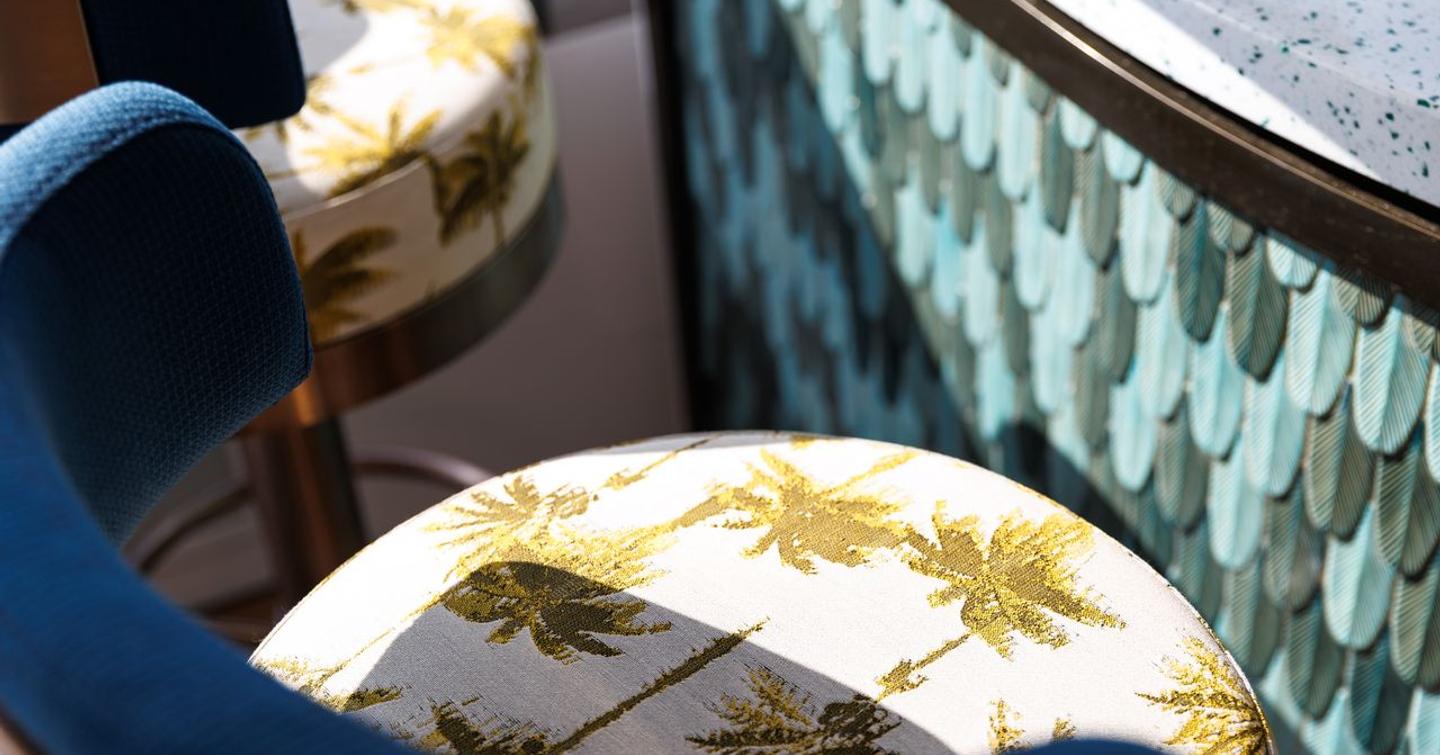 Close up of Sirena 118 Superyacht IKIGAI bar seating