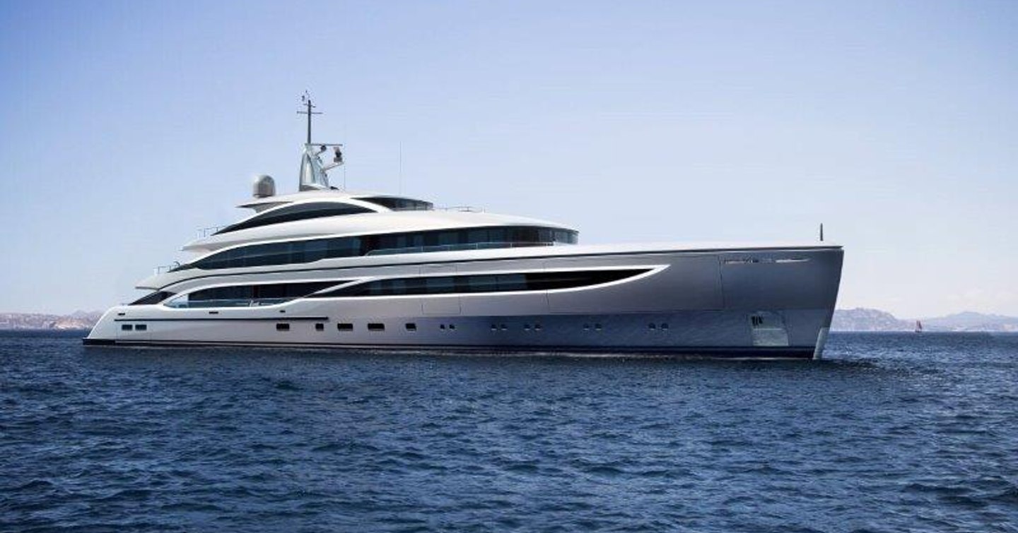 A side profile of a Benetti superyacht