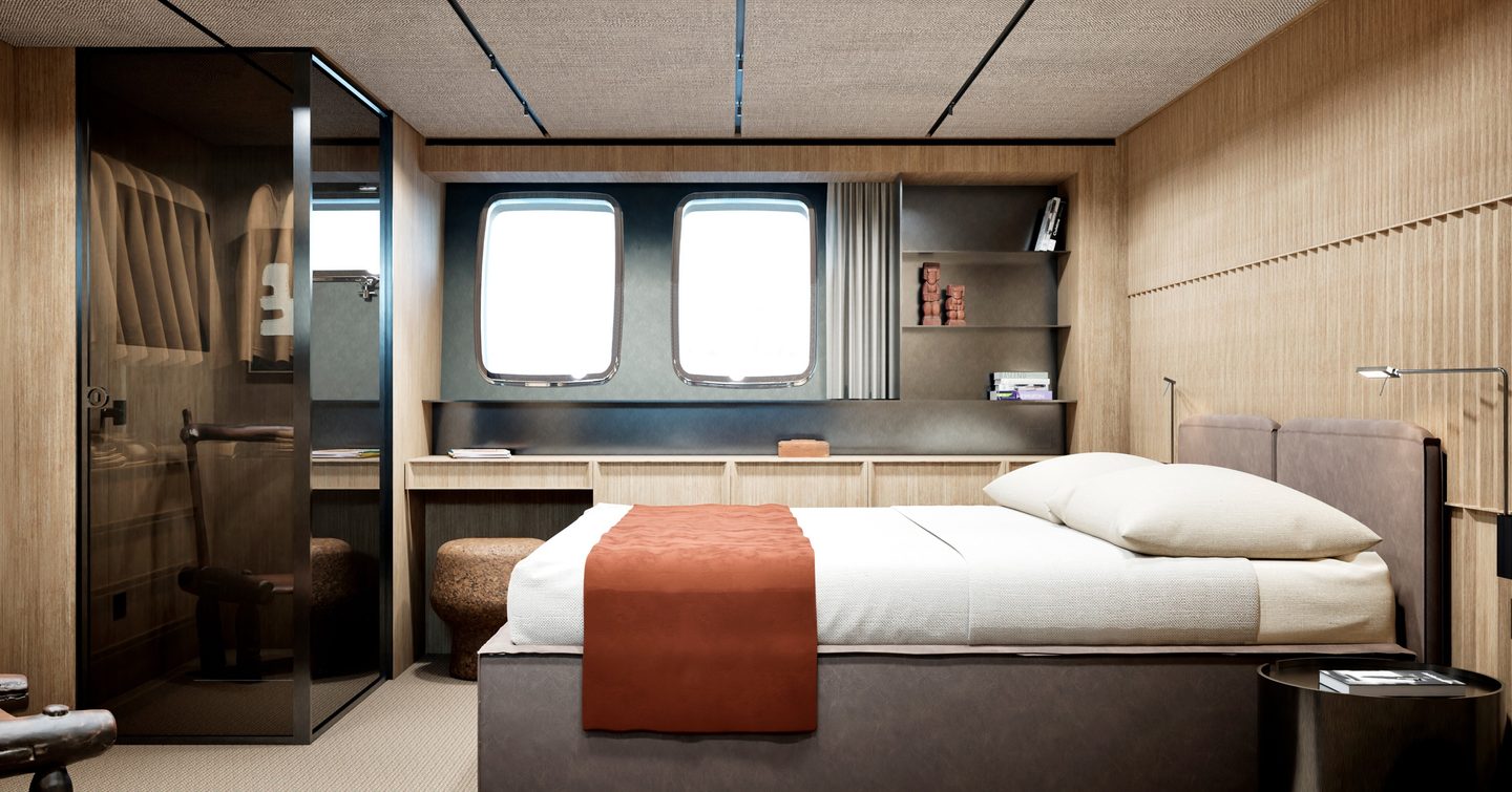 Rendering of Sanlorenzo SL80A Asymmetric motor yacht cabin 