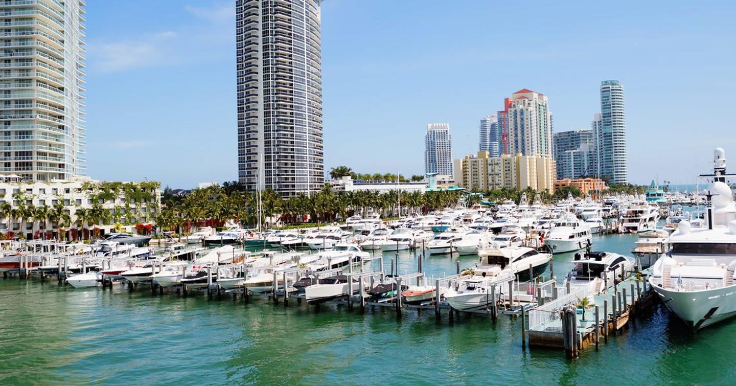 Overview of a marina in Miami